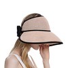 Anna-Kaci Womens Roll Up Straw Sun Visor Wide Brim Bow Detail Adjustable UV Protection Packable Summer Hat - 2 of 4
