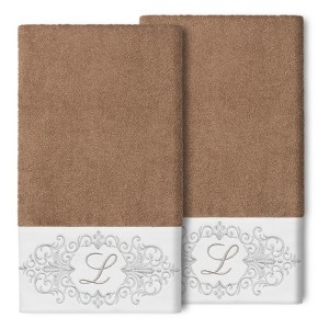 Linum Home Textiles 100% Turkish Cotton MONICA 2PC Embellished Bath Towel Set - 1 of 1