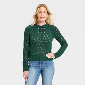Women's Lace Crewneck Pullover Sweater - Universal Thread™ - 1 of 3