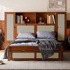 TiramisuBest Upholstered Platform Bed with Wingback Headboard, One Twin Trundle and 2 Drawers, Linen Fabric, Queen, Pink - 2 of 4