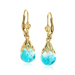 Ross-Simons Floating Turquoise Drop Earrings in 14kt Yellow Gold - 1 of 4