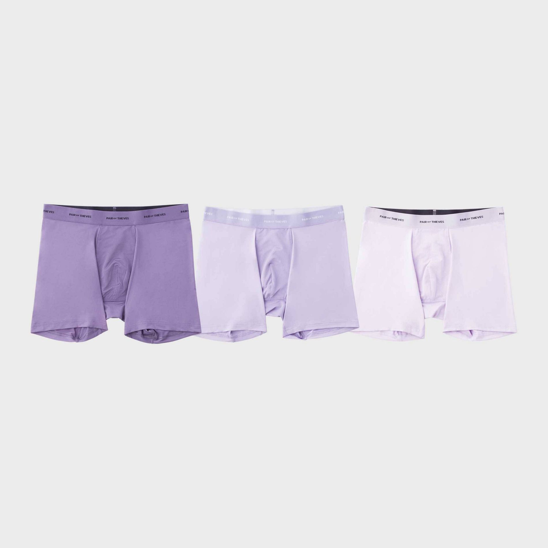 Pair of Thieves Men's Quick Dry Boxer Briefs 3pk - Lavender L: Mid Rise, Knit, Solid Pattern