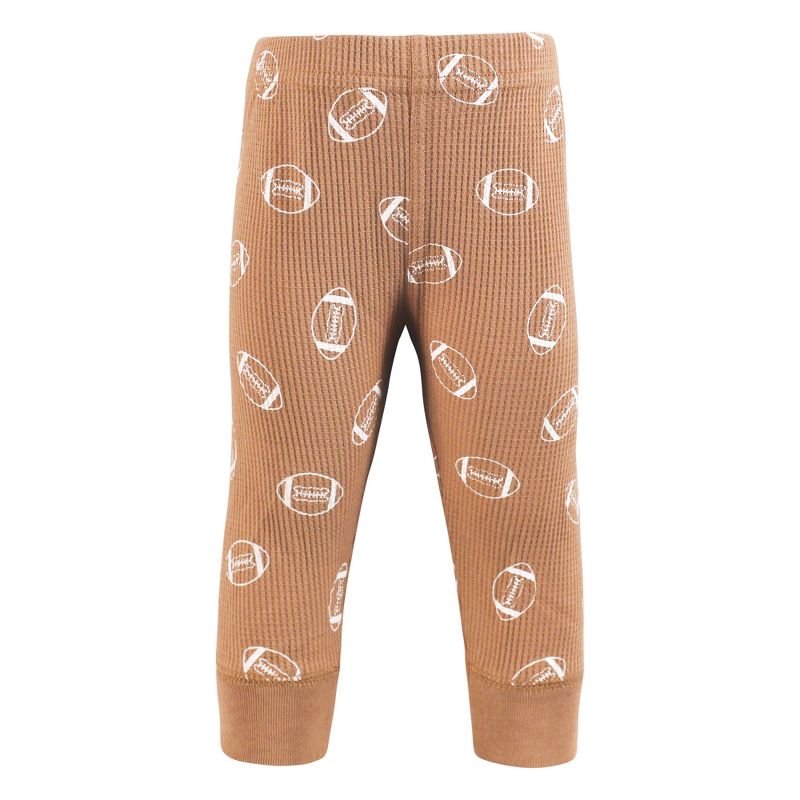 Hudson Baby Infant Boy Thermal Tapered Ankle Pants 4pk, Football, 3 of 7