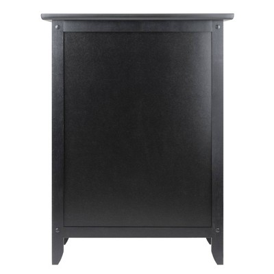 Black Rectangular Wood Nightstand with Open Storage