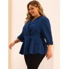 Agnes Orinda Women's Plus Size Notched Lapel Ruffle Peplum Ruched Buttons Outfits Blazers - 3 of 4