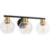 POWLIG 21.65" 3-Light Dimmable Bathroom Vanity Light - Black&Gold Finish with Clear Glass Shades, Transitional Modern Design - 2 of 4