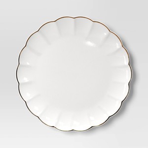 8.125" Stoneware Scalloped Salad Plate Gold Rim - Threshold™ - 1 of 3