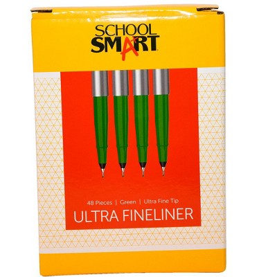 School Smart Ultra Fineliner Pen, 0.4 mm, Green pk of 48