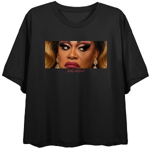 Holy Airball, Close Up Shot on Black Short Sleeve Adult Crop T-Shirt - 1 of 3