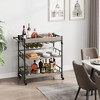 Bar Cart, 3 Tier Bar Cart with Wheels, Rolling Cart with Wine Rack and Glasses Holder - 4 of 4