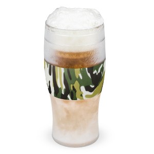 Host FREEZE Beer Glasses, Frozen Beer Mugs, Freezable Pint Glass Set, Insulated Beer Glass, Double Walled Insulated Glasses, Tumbler, 16oz, Green Camo - 1 of 4