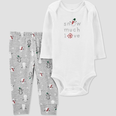 Carter's Just One You® Baby 2pc Snowflake Top & Bottom Set - Gray/White 9M