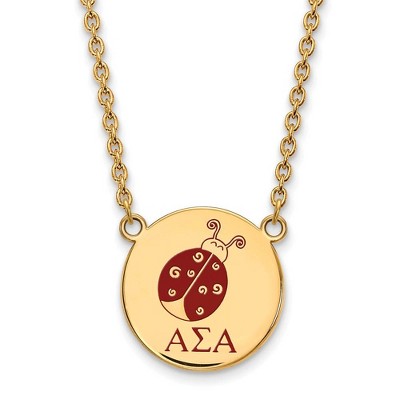 Black Bow Jewelry 14k Yellow Gold Plated Sterling Silver Alpha Sigma Alpha Greek Life Necklace 18 Inch