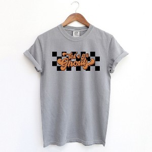 Simply Sage Market Women's Let's Go Ghouls Checkered Short Sleeve Garment Dyed Tee - 1 of 4