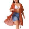 Agnes Orinda Women's Plus Size Ruffle Short Sleeve Tie Hollow Out Midi Summer Casual Cardigans - 2 of 4