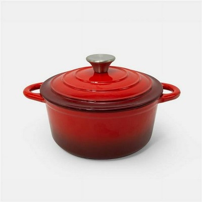 EXCELSTEEL 443 2.8QT CASSEROLE PAN WITH RED ENAMEL COATING