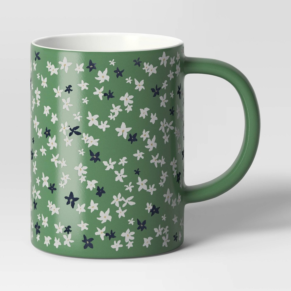 16oz Floral Stoneware Mug Green - Room Essentials™