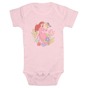 Infant's The Little Mermaid Cute Ariel and Flounder Bodysuit - 1 of 3