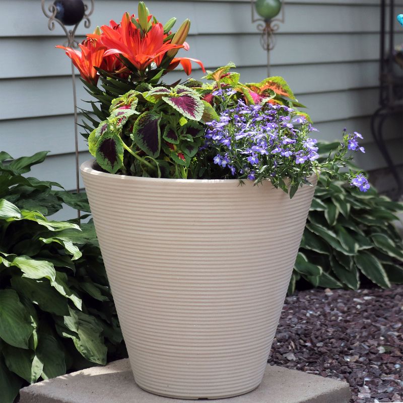 Sunnydaze Indoor/Outdoor Patio, Garden, or Porch Weather-Resistant Double-Walled Walter Flower Pot Planter - 15.5" - Antique White, 2 of 10