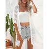 Womens Crochet Cardigan Beach Cover Ups Mesh Knitted Above Knee Tie Front Cardigan Hollow Out Sweater - 4 of 4