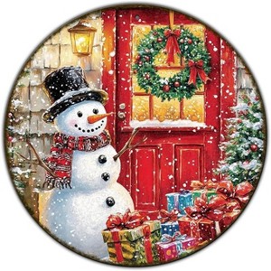 Lomsoe Round Wall Decor Christmas Metal Tin Sign Snowman Sign Rustic Wall Decor Wall Plaque Snowman Wreath Sign Home Decor 8 * 8 in - 1 of 1