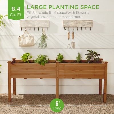 Acorn Brown 72" Fir Wood Elevated Garden Planter Box