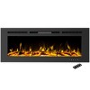 Wall-Mounted Electric Fireplace - 60-Inch Fireplace with 3-Color LED Flames, 10 Ember Options, Adjustable Brightness, and Remote by Northwest (Black) - image 2 of 4