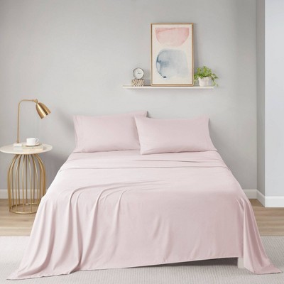 Blush Twin Solid Microfiber Sheet Set with Pillowcase