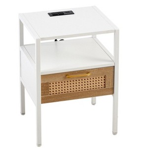 NicBex Modern Nightstand Bedside End Table with Rattan Woven Drawer for Bedroom & Living Room - 1 of 4