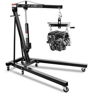 2-Ton Hydraulic Shop Crane Folding Engine Hoist with Lever,4400Lbs Capacity w/6 Steel Casters-Heavy-Duty Portable Car Lift for Truck Engines(168lbs) - 1 of 4