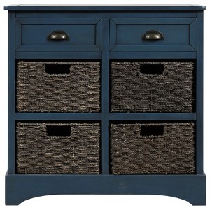Chery Life Rustic Storage Cabinet with Two Drawers and Four Classic Rattan Basket for Dining Room, Living Room - 1 of 4