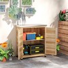 Outsunny Wooden Storage Cabinet, Outdoor Prep Station with Metal Tabletop and Shelf, Patio Storage Cabinet with Double Doors - 3 of 4