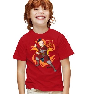 Boys' Short Sleeve Avatar The Last Airbender Zuko Flame Burst Kids T-Shirt - 1 of 4