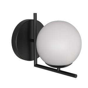 DORESshop 1-Light Black Globe Wall Sconce with Frosted Glass Shade Modern Bath Vanity Light - 1 of 4