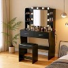 FDW Vanity Desk Makeup Vanity With Large Mirror And 3 Color Light Options Dressing Table Set With Adjustable Power Strip hair dryer holder 2 Drawers - 3 of 4