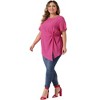 Agnes Orinda Women's Plus Size Asymmetrical Hem Short Sleeve Twist Knot T-Shirt - 3 of 4