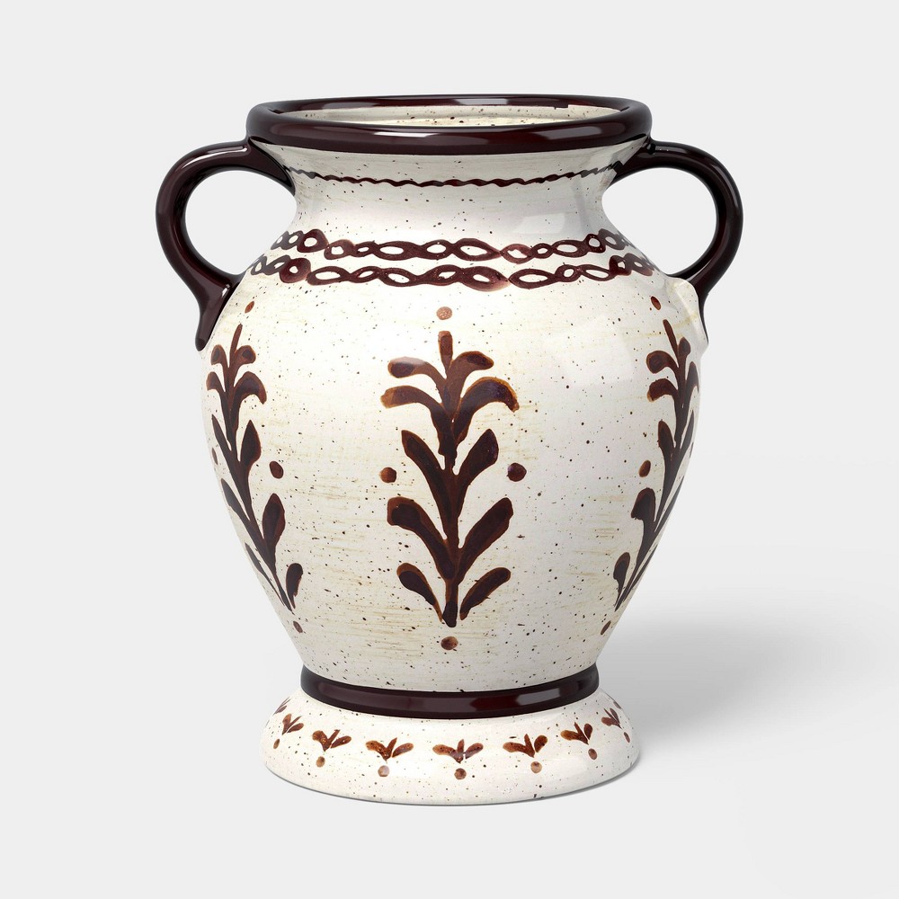 Large Painted Ceramic Fall Vase Brown/Natural - Threshold™