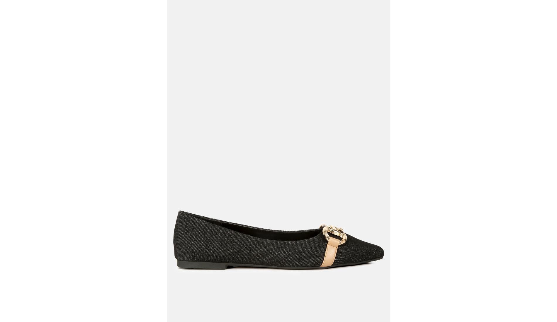 Cressida Denim Horsebit Detail Ballet Flats Women