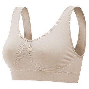 NPolar"3-Pack Seamless Wire-Free Sports Bras for Women - Light Support Tank Tops for Workout & Yoga"Light Pink Light Blue&Nude - 1 of 4
