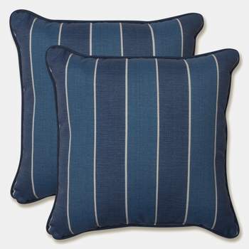 Pillow Perfect Wickenburg Outdoor 2-Piece Square Throw Pillow Set - Blue