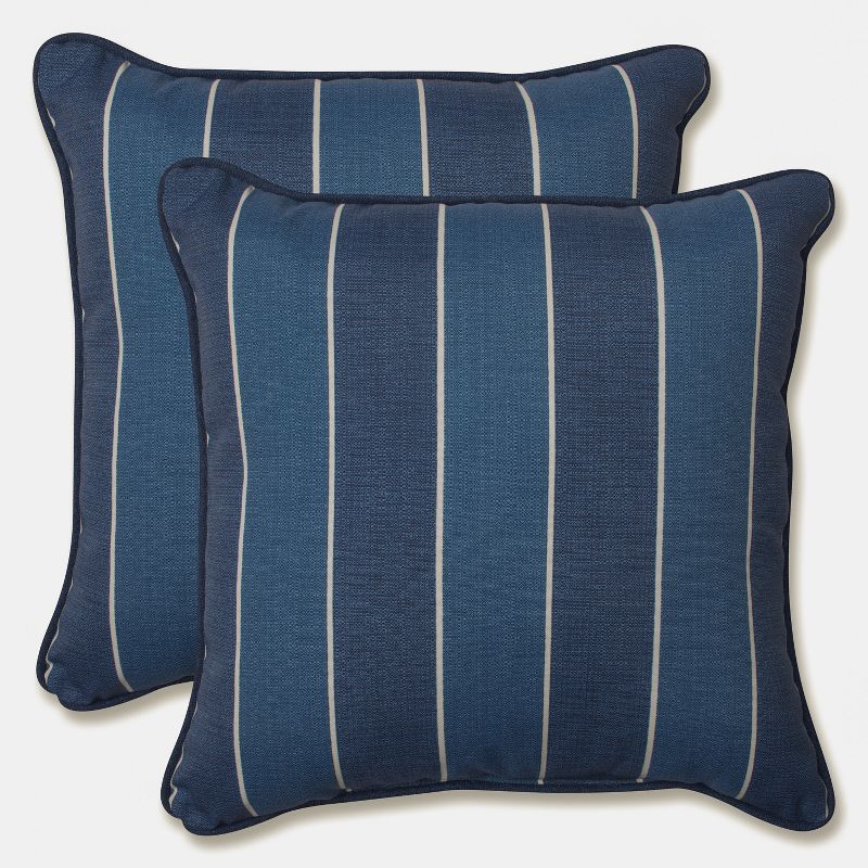 Pillow Perfect Wickenburg Outdoor 2-Piece Square Throw Pillow Set - Blue, 1 of 5