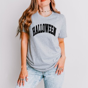 Simply Sage Market Varsity Halloween Short Sleeve Tee - XS - Heather Grey - 1 of 4