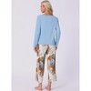 cheibear Women's Floral Capri Long Sleeve Shirt Soft Strechy Lounge Pajama Sets - 4 of 4