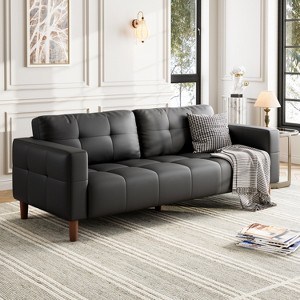 COZONY 83.1" Faux Leather 3-Seater Sofa Couch, Oversized Upholstered Loveseat with Back Cushion, Mid-Century Modern Couch for Living Room, Office - 1 of 4