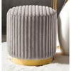 Sapphtopaz Modern Ottoman with Stripes Tufted Upholstered Accent Stool with Gold Finish Metal Base Round Footstool for Living Room, Entryway - 2 of 4