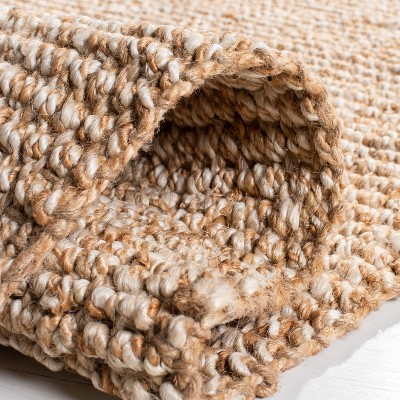 Natural Beige Hand-Woven Jute Rectangular Area Rug