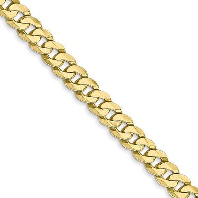 Black Bow Jewelry 4.6mm 10k Yellow Gold Flat Beveled Curb Chain Necklace