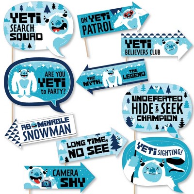 Big Dot of Happiness Funny Yeti to Party - Abominable Snowman Party or Birthday Party Photo Booth Props Kit - 10 Piece