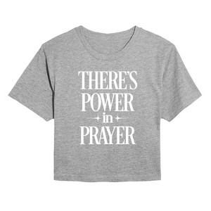 Women's - Instant Message - There's Power In Prayer Cropped Graphic T-Shirt - 1 of 4