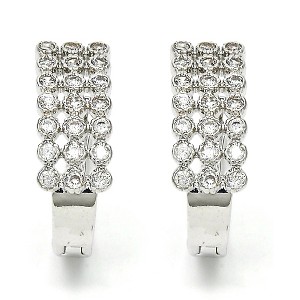 RMZ GOLD NYC Silver High Polish Finish Huggie Hoop with Micro Pave Rhodium Tone - 1 of 3